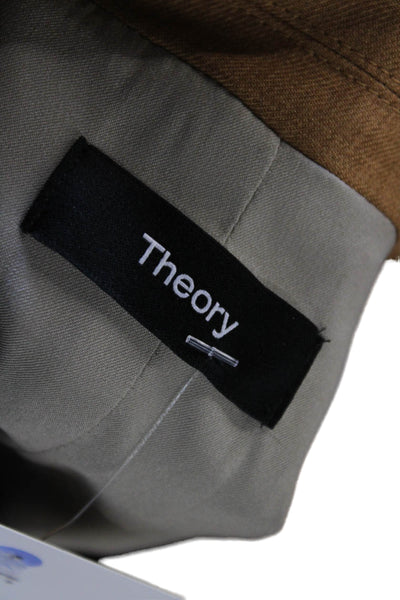 Theory Women Collared Brown Button Solid Polyester Vest Size 2