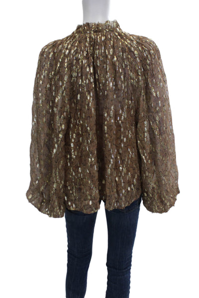 Love The Label Womens Brown Animal Print High Neck Tunic Long Sleeve Size L
