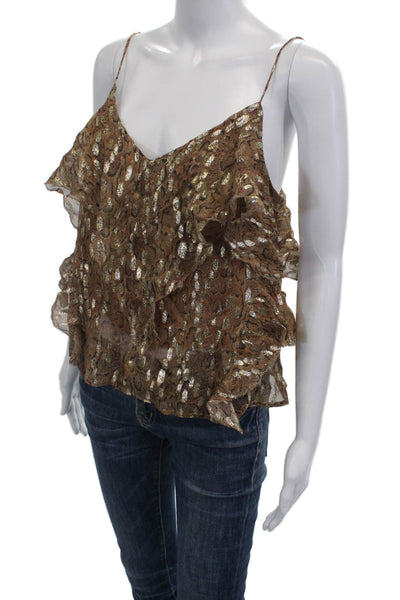 Love The Label Women Camisole V-Neck Animal Print Brown Size S