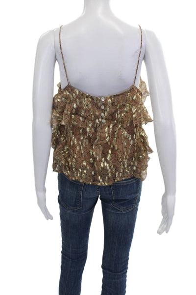 Love The Label Women Camisole V-Neck Animal Print Brown Size S