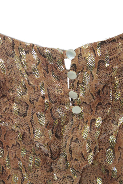 Love The Label Women Camisole V-Neck Animal Print Brown Size S