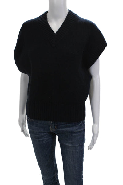 ALC Unisex Dark Blue 100% Lambswool V-Neck Pullover Sweater Vest Size M