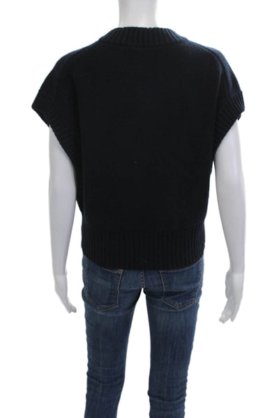 ALC Unisex Dark Blue 100% Lambswool V-Neck Pullover Sweater Vest Size M