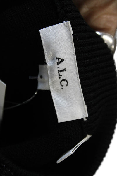 ALC Unisex Pullover Sweater Black Crew Neck Button Long Sleeve Size S