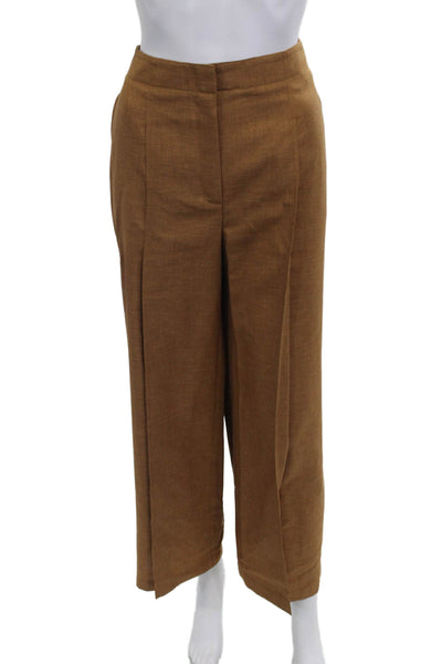 Theory Women Cropped Dress Pants Brown Hook & Eye Polyester Size 2