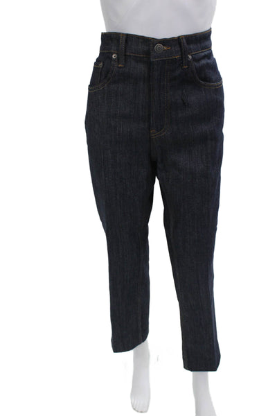 Zara Unisex Ankle Straight Jeans Dark Blue High Rise 26 Inseam Size 10