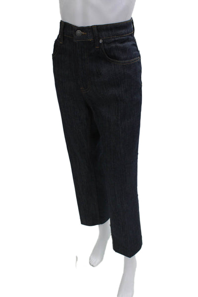 Zara Unisex Ankle Straight Jeans Dark Blue High Rise 26 Inseam Size 10