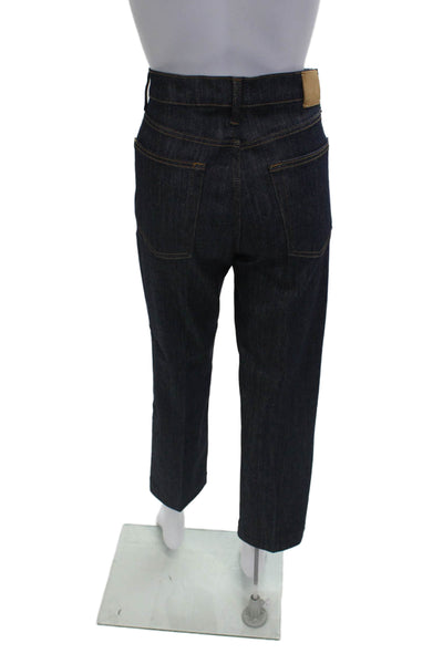 Zara Unisex Ankle Straight Jeans Dark Blue High Rise 26 Inseam Size 10