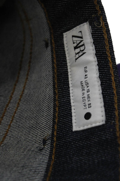 Zara Unisex Ankle Straight Jeans Dark Blue High Rise 26 Inseam Size 10