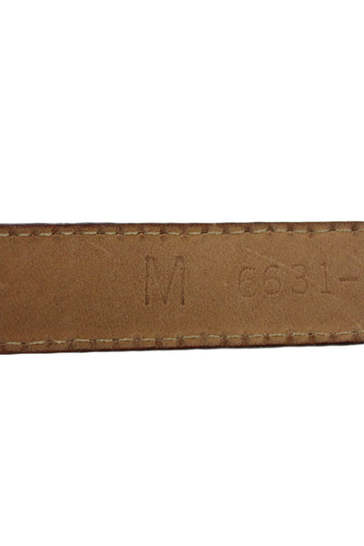 WCM New York Women's Buckle Closure Textured Leather Skinny Belt Brown Size M
