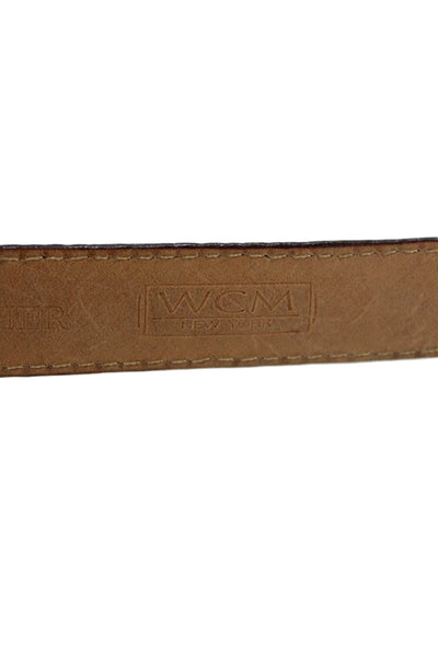 WCM New York Women's Buckle Closure Textured Leather Skinny Belt Brown Size M