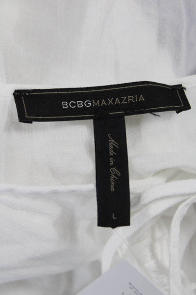 BCBG Max Azria Womens White Cotton Long Sleeve Trapeze Kaftan Size L