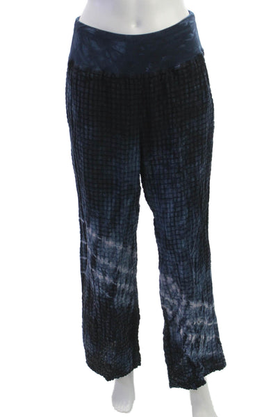 Luna Luz Womens Bohemian Check Dark Blue Linen Rayon Pants Size M