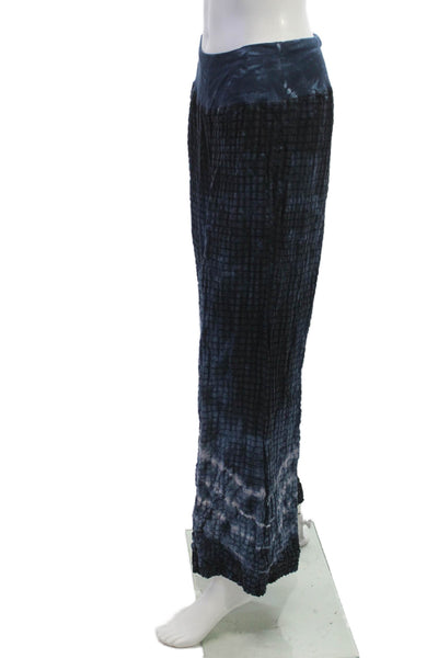 Luna Luz Womens Bohemian Check Dark Blue Linen Rayon Pants Size M