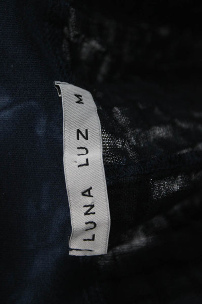 Luna Luz Womens Bohemian Check Dark Blue Linen Rayon Pants Size M