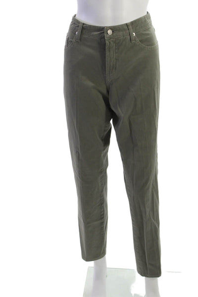 Fabrizio Gianni Jeans Unisex Cropped Chino Green Button Mid Rise Size 8
