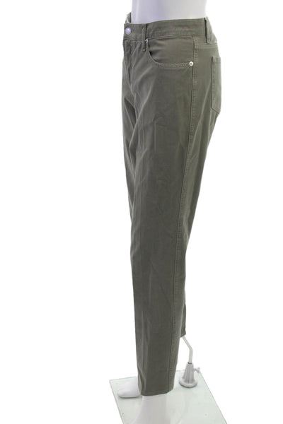 Fabrizio Gianni Jeans Unisex Cropped Chino Green Button Mid Rise Size 8