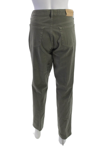 Fabrizio Gianni Jeans Unisex Cropped Chino Green Button Mid Rise Size 8