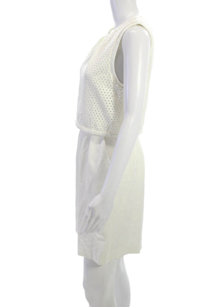 Trina Turk Womens Shift Tank Dress White Polka Dot Above Knee Size 4