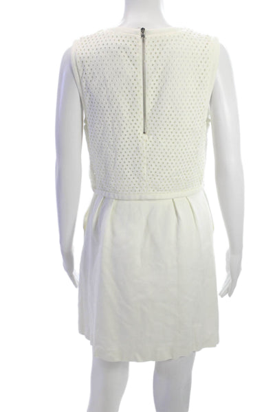 Trina Turk Womens Shift Tank Dress White Polka Dot Above Knee Size 4