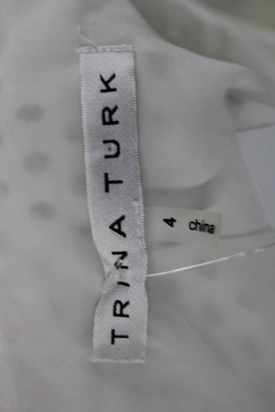 Trina Turk Womens Shift Tank Dress White Polka Dot Above Knee Size 4