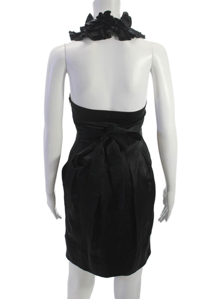 BCBGMAXAZRIA Women Mini Fit & Flare Silk Sleeveless Neck Black Dress Size 0