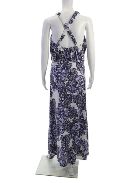 T Bags Los Angeles Women Maxi Floral Sleeveless White Dress Size XS