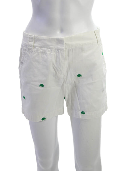 J Crew Unisex Chino Shorts White Cotton Animal Print Button Size 0