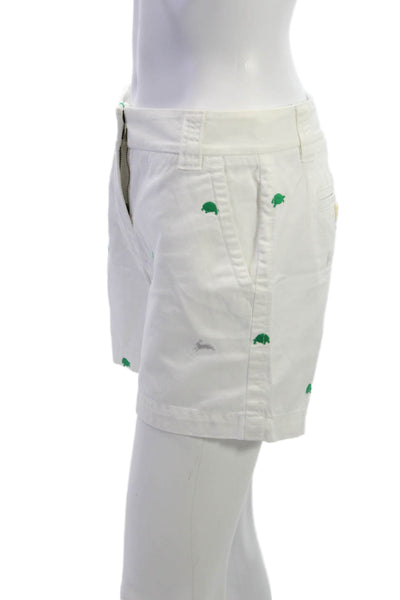 J Crew Unisex Chino Shorts White Cotton Animal Print Button Size 0