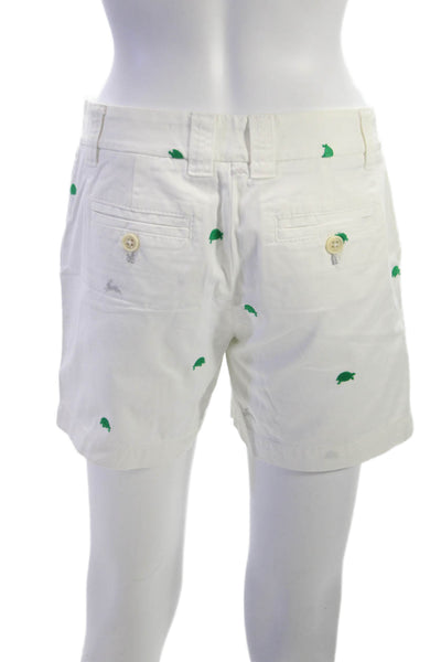 J Crew Unisex Chino Shorts White Cotton Animal Print Button Size 0