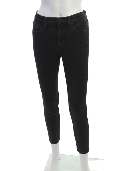 Vince Women Ankle Skinny Jeans Black Button Cotton Blend Mid Rise Size 26
