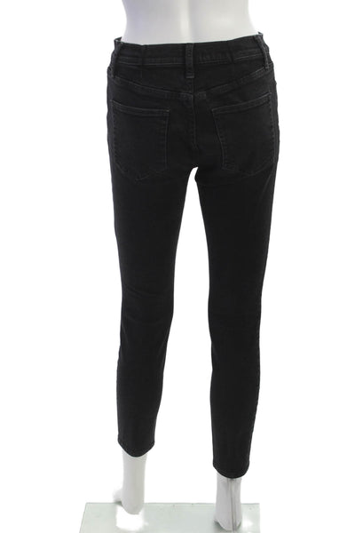 Vince Women Ankle Skinny Jeans Black Button Cotton Blend Mid Rise Size 26