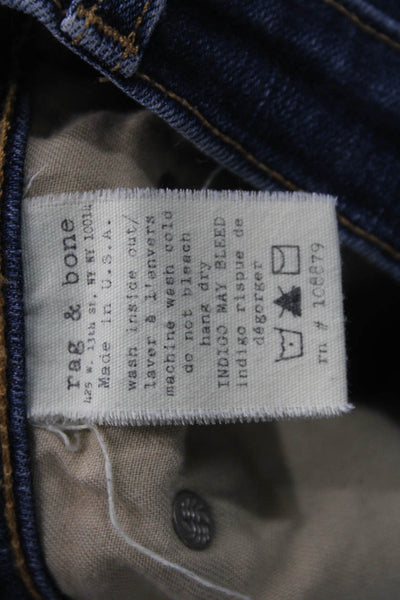 Rag & Bone Women Skinny Ankle Jeans Dark Blue Low Rise Button Size 28