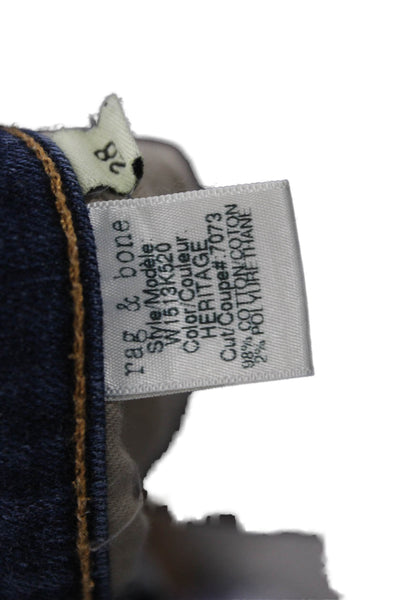 Rag & Bone Women Skinny Ankle Jeans Dark Blue Low Rise Button Size 28