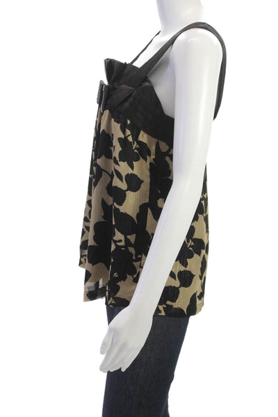 BCBGMAXAZRIA Women Sleeveless Floral Zip Tank Beige Size XS