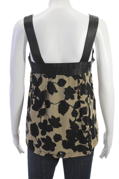 BCBGMAXAZRIA Women Sleeveless Floral Zip Tank Beige Size XS
