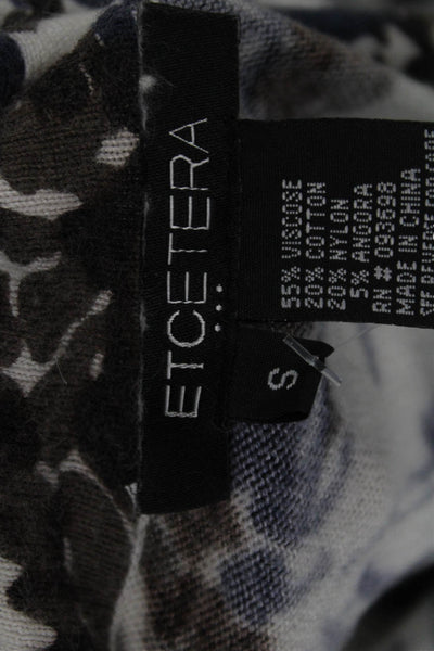 Etcetera Womens Sleeveless Turtleneck Floral Tank White Viscose Blend Size S