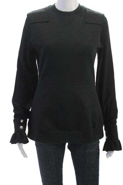 Alina Villasante Unisex Pullover Sweater Black Crew Neck Long Sleeve Size S