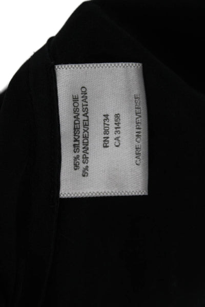 BCBGMAXAZRIA Women Black V-Neck Silk Blend Short Sleeve Blouse Size XS