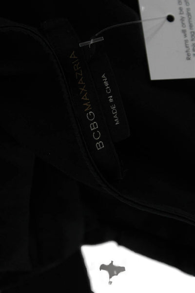 BCBGMAXAZRIA Women Black V-Neck Silk Blend Short Sleeve Blouse Size XS
