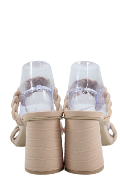 Dolce Vita Womens Braided Straps Slide On Sandal Heels Nude Beige Size 11