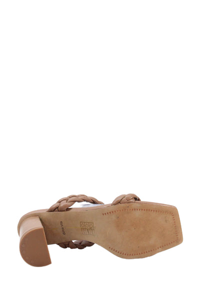 Dolce Vita Womens Braided Straps Slide On Sandal Heels Brown Size 11