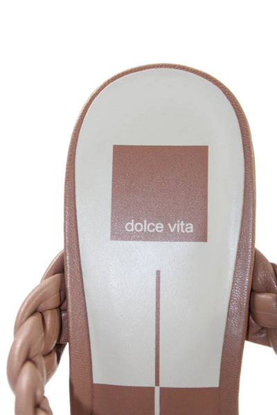 Dolce Vita Womens Braided Straps Slide On Sandal Heels Brown Size 11