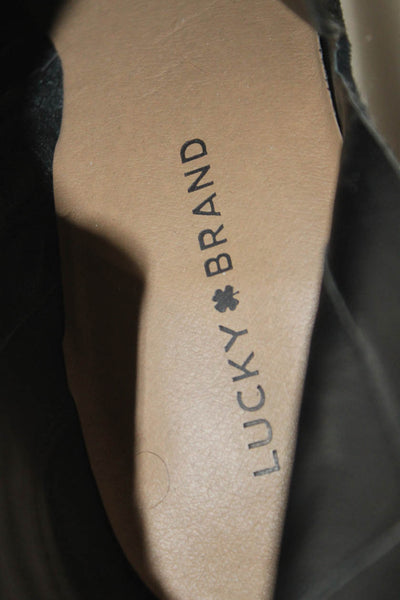 Lucky Brand Womens Suede Wedge Heel Ankle Boots Black Size 11 Medium