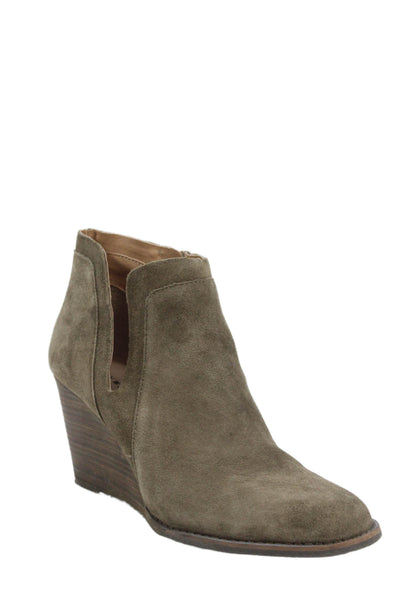 Lucky Brand Womens Suede Wedge Heel Ankle Boots Brown Size 11 Medium