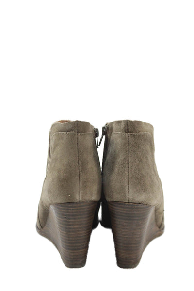Lucky Brand Womens Suede Wedge Heel Ankle Boots Brown Size 11 Medium