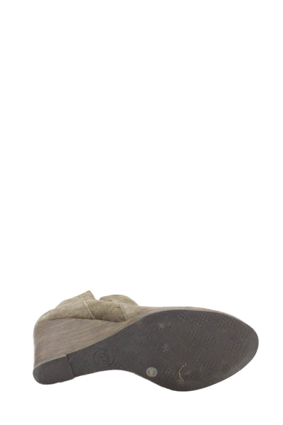 Lucky Brand Womens Suede Wedge Heel Ankle Boots Brown Size 11 Medium