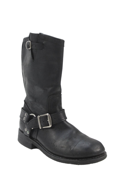 Harley Davidson Womens Leather O-Ring Detail Boots Black Size 8.5