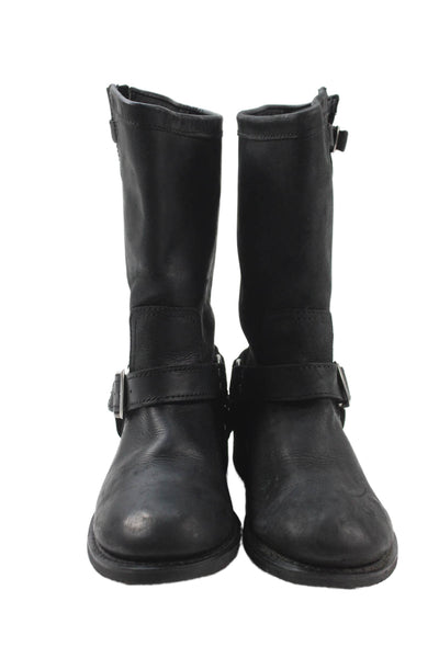 Harley Davidson Womens Leather O-Ring Detail Boots Black Size 8.5