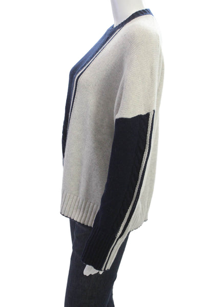 Zaket & Plover Unisex Dark Blue Striped Merino Cotton Pullover Crew Neck Size L